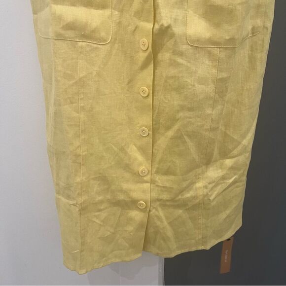NWT Reformation Midi Dress Linen Butter Yellow Strapless Prescott size 12 - Picture 6 of 9
